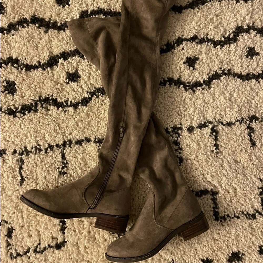 Aldo Womens Gray/taupe  Zip Side Araecia  Over The Knee Boots Size 6